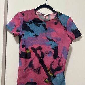 Miaou Pink and Blue Abstract Short Sleeve Tee